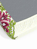 My Room Pink & Green Ethnic Motifs 140 TC Fitted Cotton King Bedsheet & Pillow Covers | Grocsy