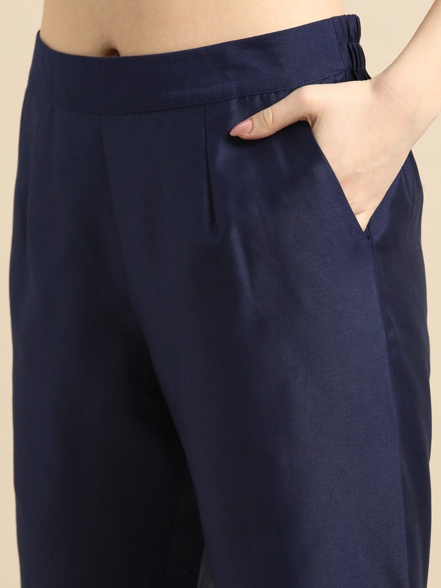 All About You Women Navy Blue Ethnic Motifs Printed Kurta with Trousers & With Dupatta | Grocsy