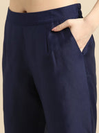 All About You Women Navy Blue Ethnic Motifs Printed Kurta with Trousers & With Dupatta | Grocsy