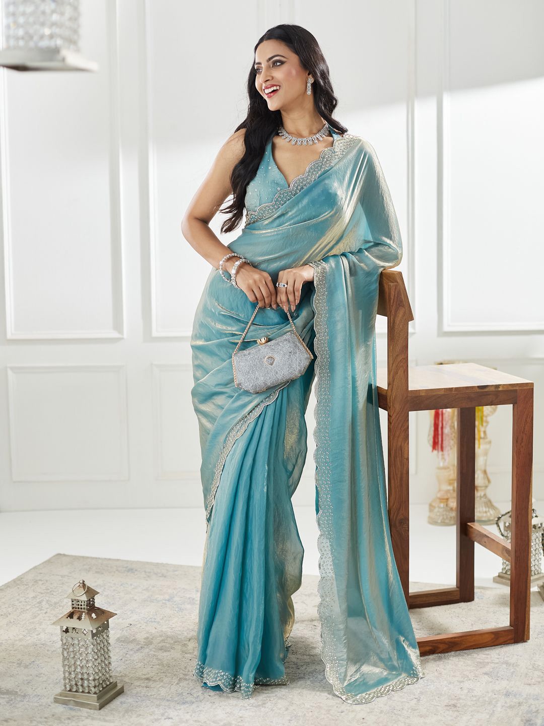 kasee Beads and Stones Pure Silk Saree | Grocsy