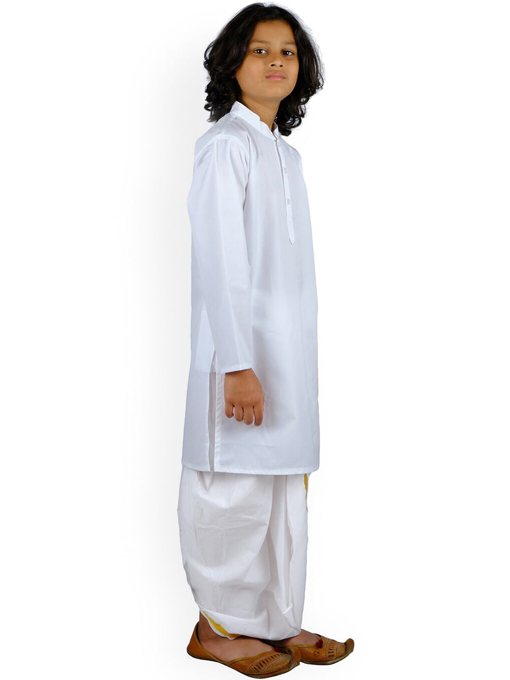 Sethukrishna Boys White Pure Cotton Kurta with Dhoti Pants | Grocsy