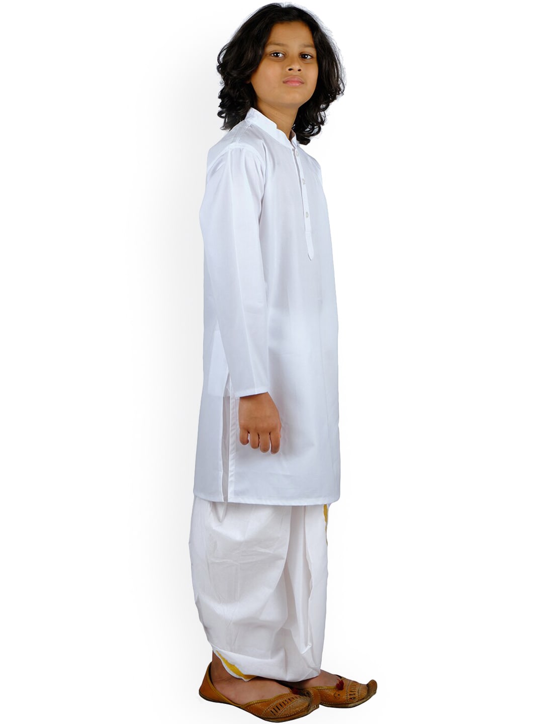 Sethukrishna Boys White Pure Cotton Kurta with Dhoti Pants | Grocsy
