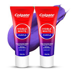 Colgate Visible White Purple Toothpaste, Teeth Whitening Toothpaste Whitens Yellow Teeth, Enamel-Safe Daily Use (2 Pack 100g+20g/3.5oz+0.7oz) | Grocsy