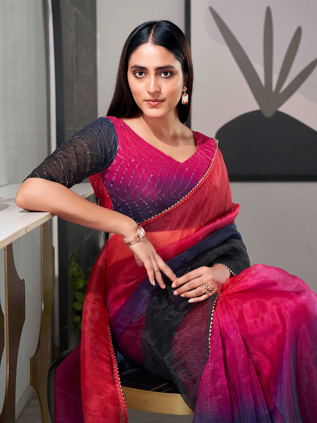 Tikhi Imli Organza Saree | Grocsy