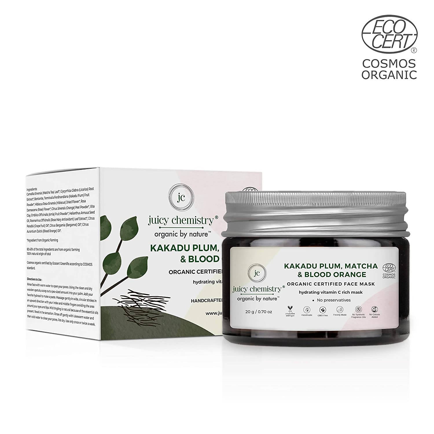 Juicy Chemistry Kakadu Plum, Matcha & Blood Orange Face Mask | Grocsy
