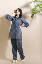 Breathables Blue Abstract Cotton Kurta & Pant Co-Ord Set | Grocsy