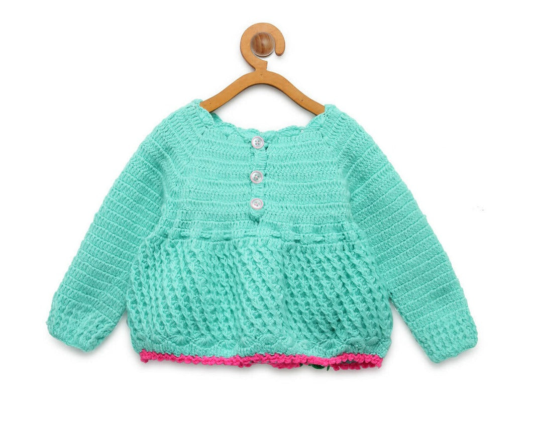 Chutput Kids Green Coloured Solid Pullover Sweater | Grocsy