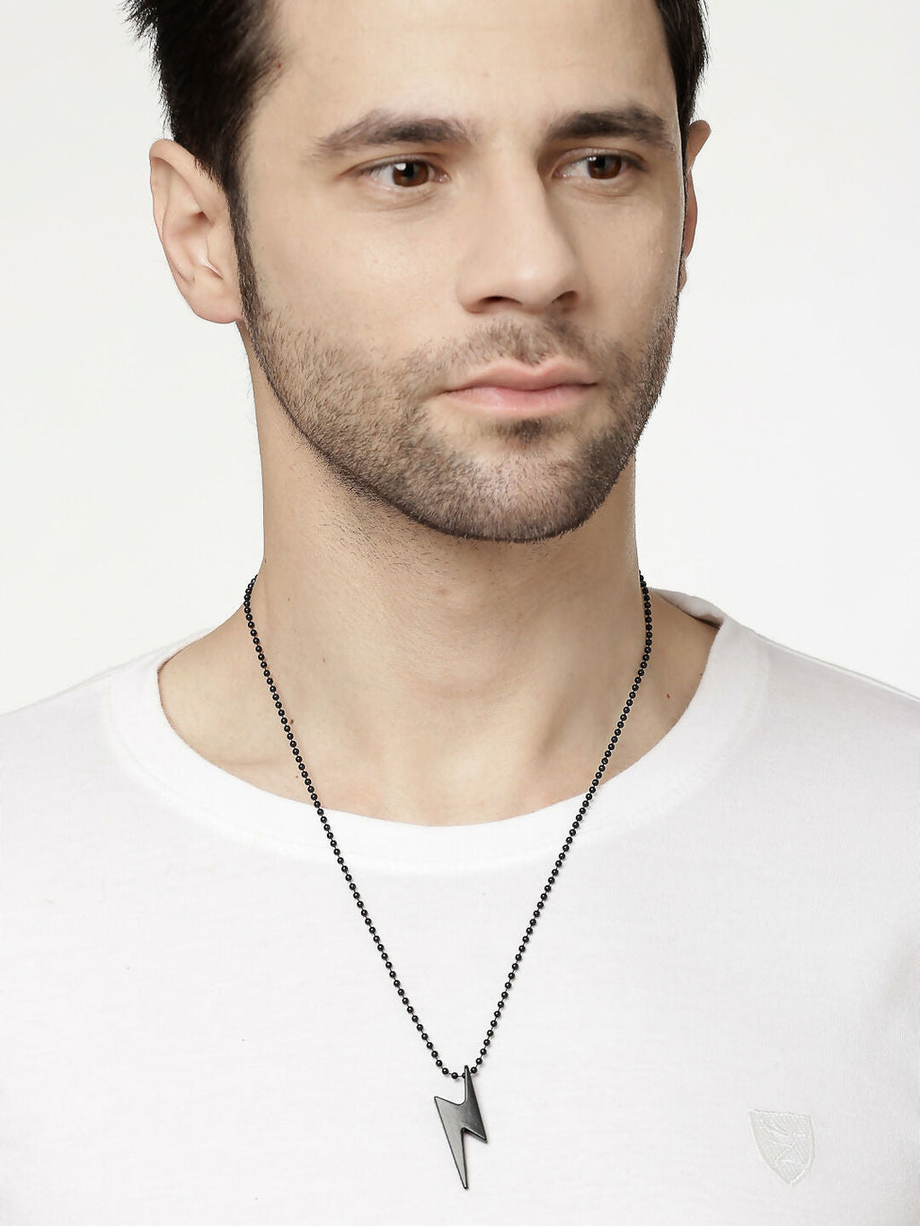 NVR Men's Set of 2 Black & Silver Flash Pendent With Chain | Grocsy