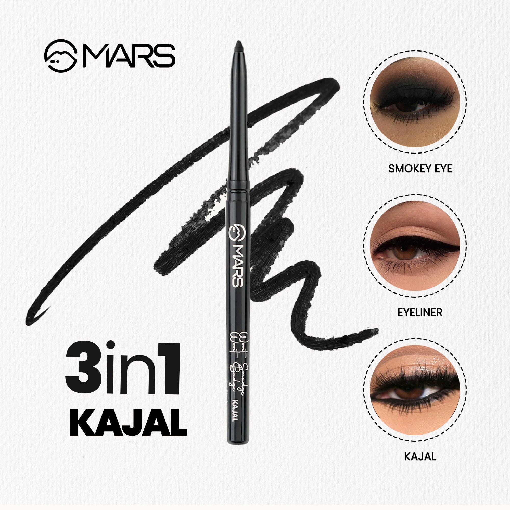 MARS Cosmetics Won't Smudge Won't Budge Kajal - Black | Grocsy