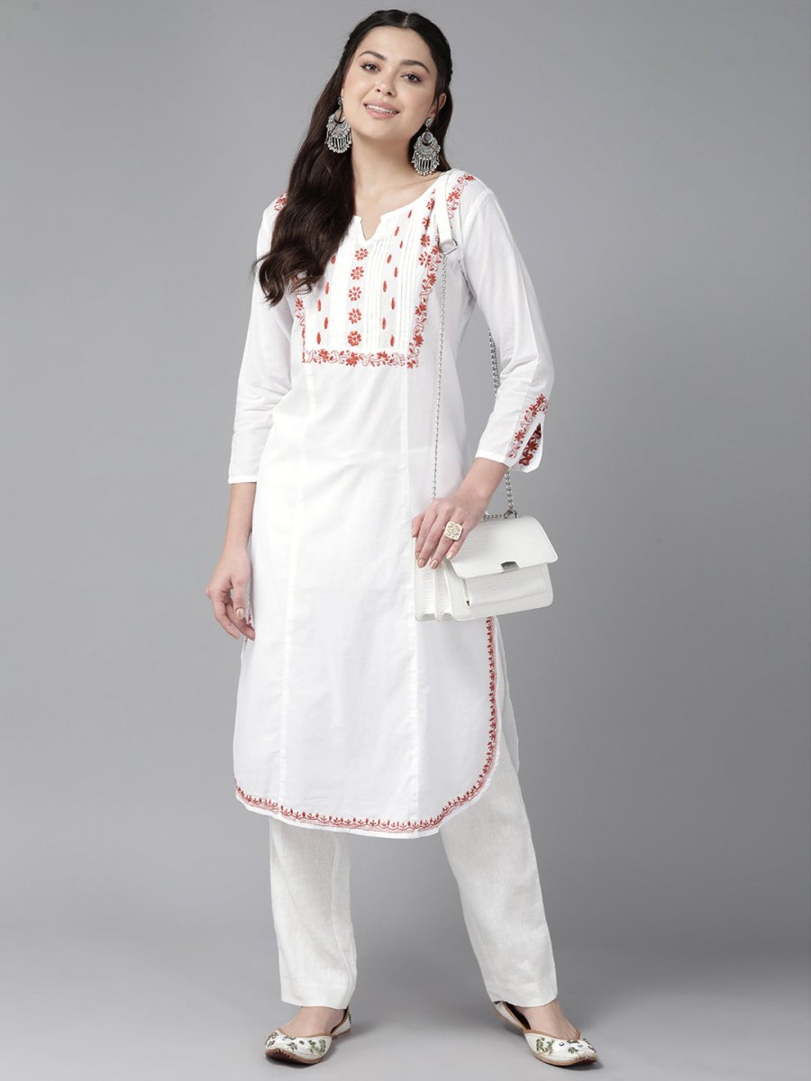 ADA Embroidered Chikankari Cotton Kurta | Grocsy