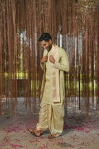 Olive Kanjivaram Machien Embroidered Pattu Set by Hilo Design | Grocsy