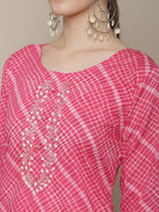 Sangria Women Pink Leheriya Striped Kurta | Grocsy