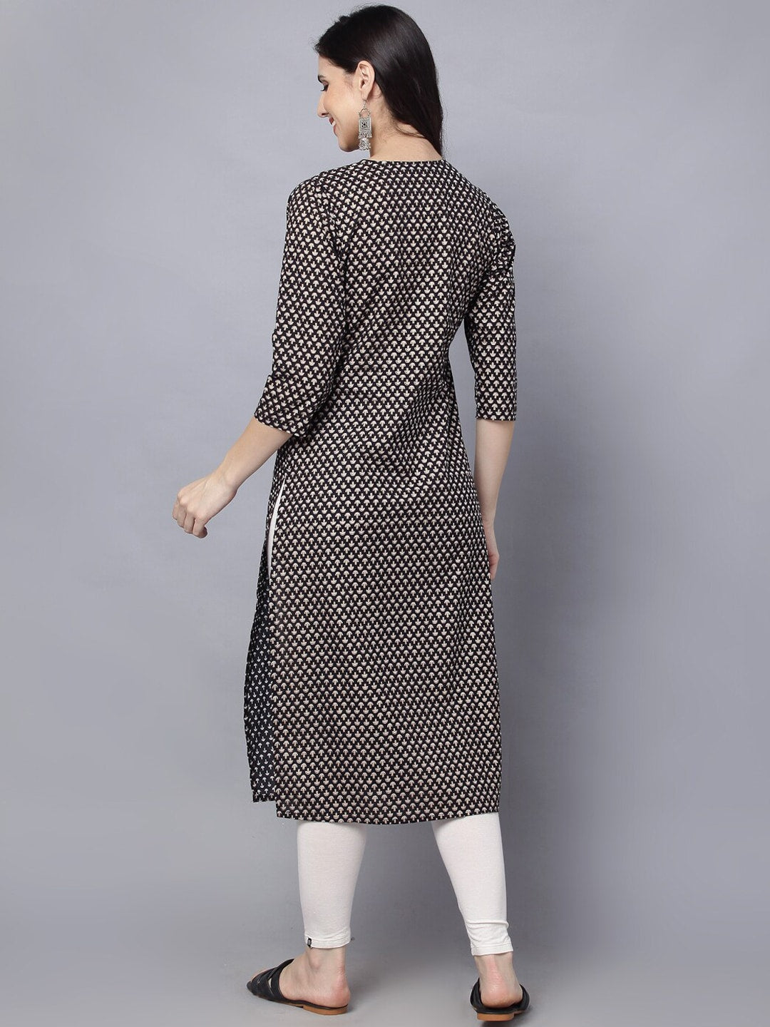 HERE&NOW Women Geometric Yoke Design Thread Work Kurta | Grocsy