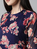 Souchii Floral Printed Round Neck Midi Dress | Grocsy