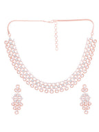 Saraf RS Jewellery Rose Gold-Polished White AD-Studded Handcrafted Jewellery Set