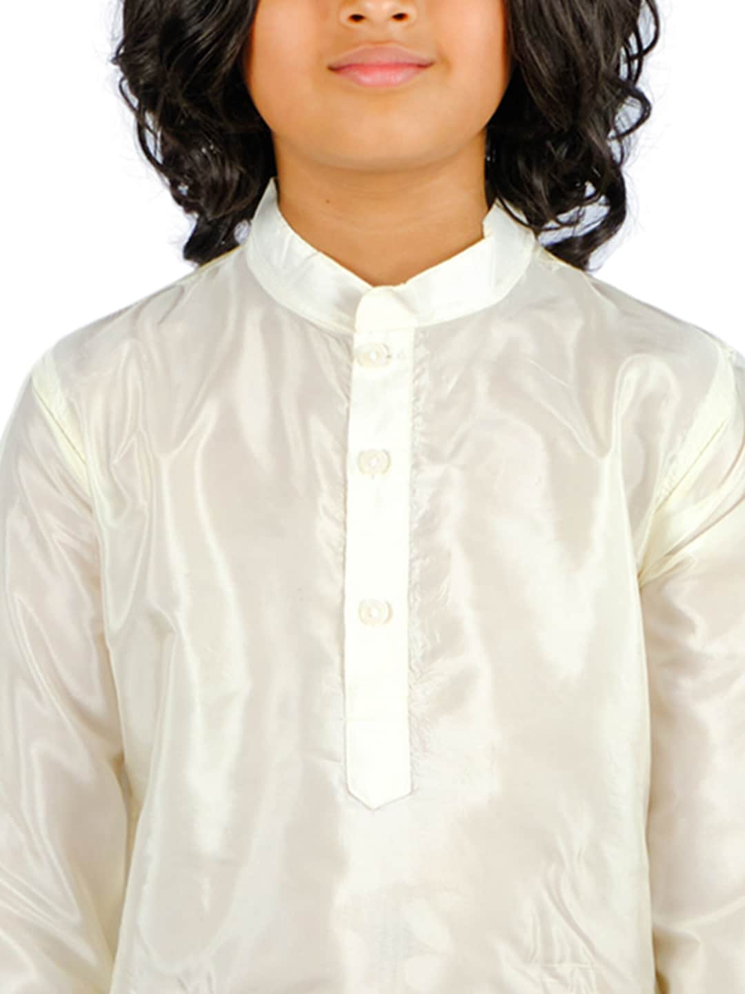 Sethukrishna Boys Cream-Coloured Striped Kurta with Pyjamas | Grocsy
