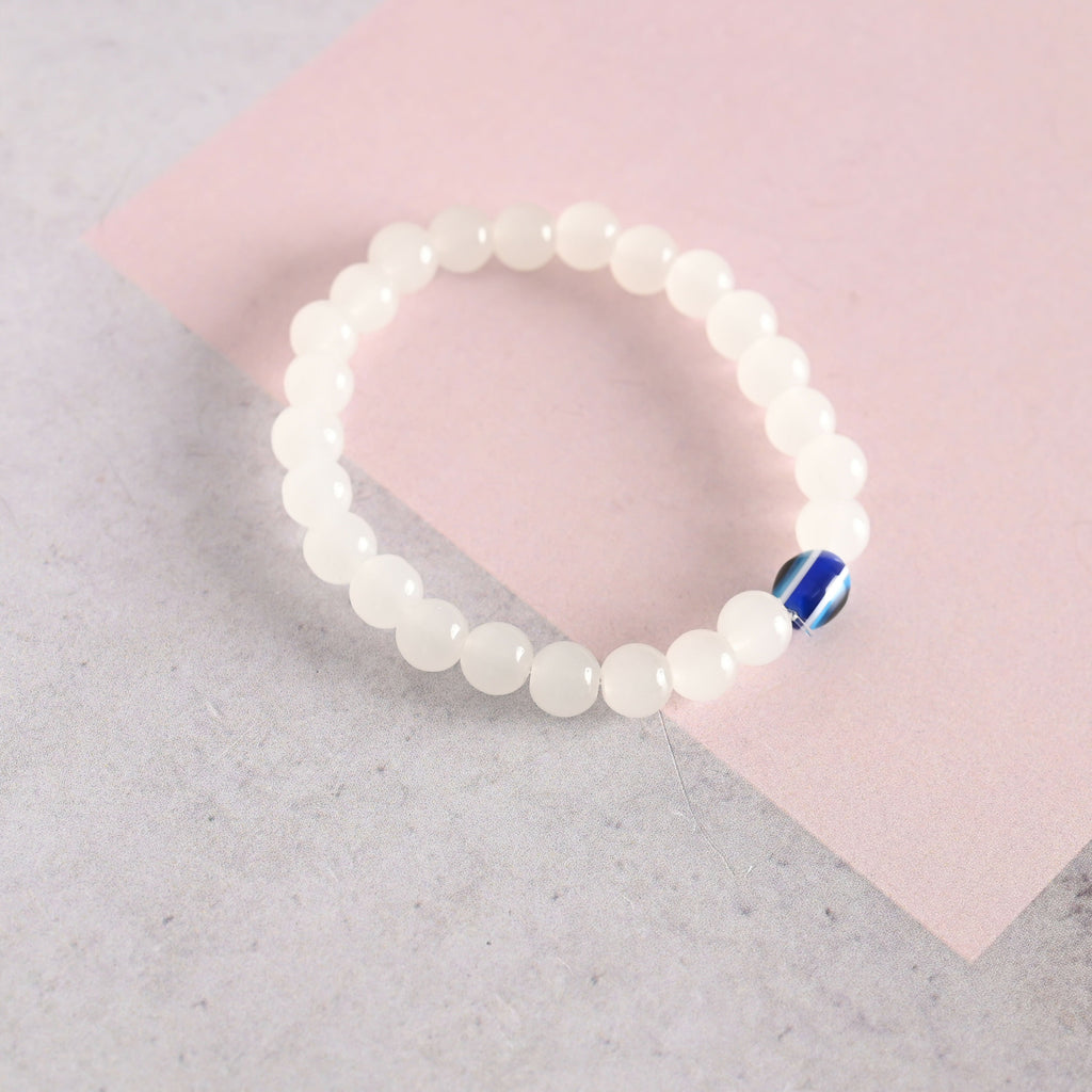 NVR Men & Women Evil Eye Crystal Elasticated Bracelet