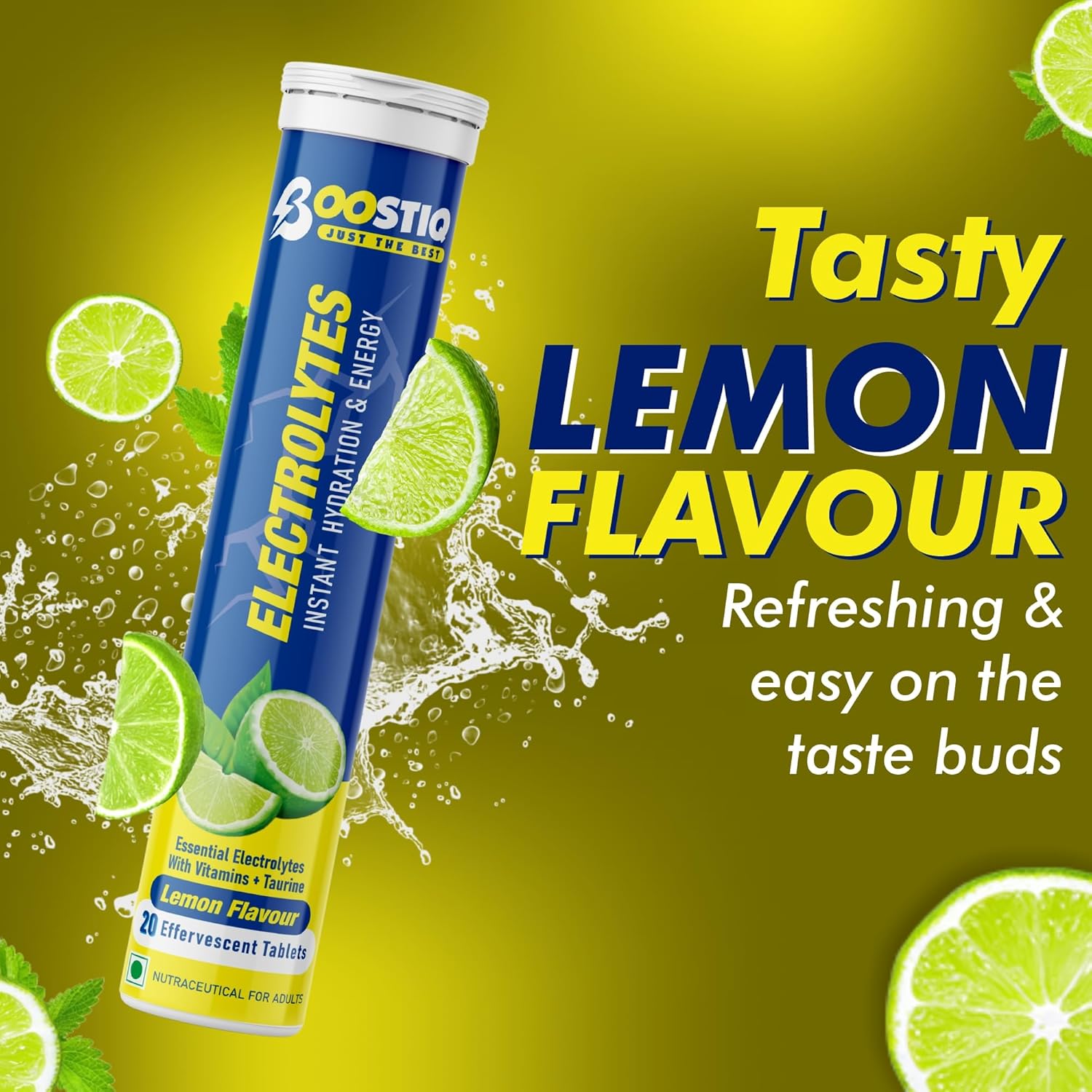 BOOSTIQ Electrolytes Effervescent Tablets - Lemon Flavour | Grocsy