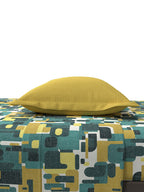 MYTRIDENT Yellow Green Printed Cotton 144 TC Queen Bedsheet With 2 Pillow Covers | Grocsy