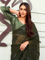 Tikhi Imli Green Floral Embellished Saree | Grocsy