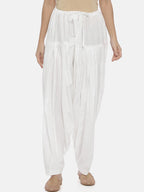 Souchii White Solid Loose-Fit Patiala | Grocsy