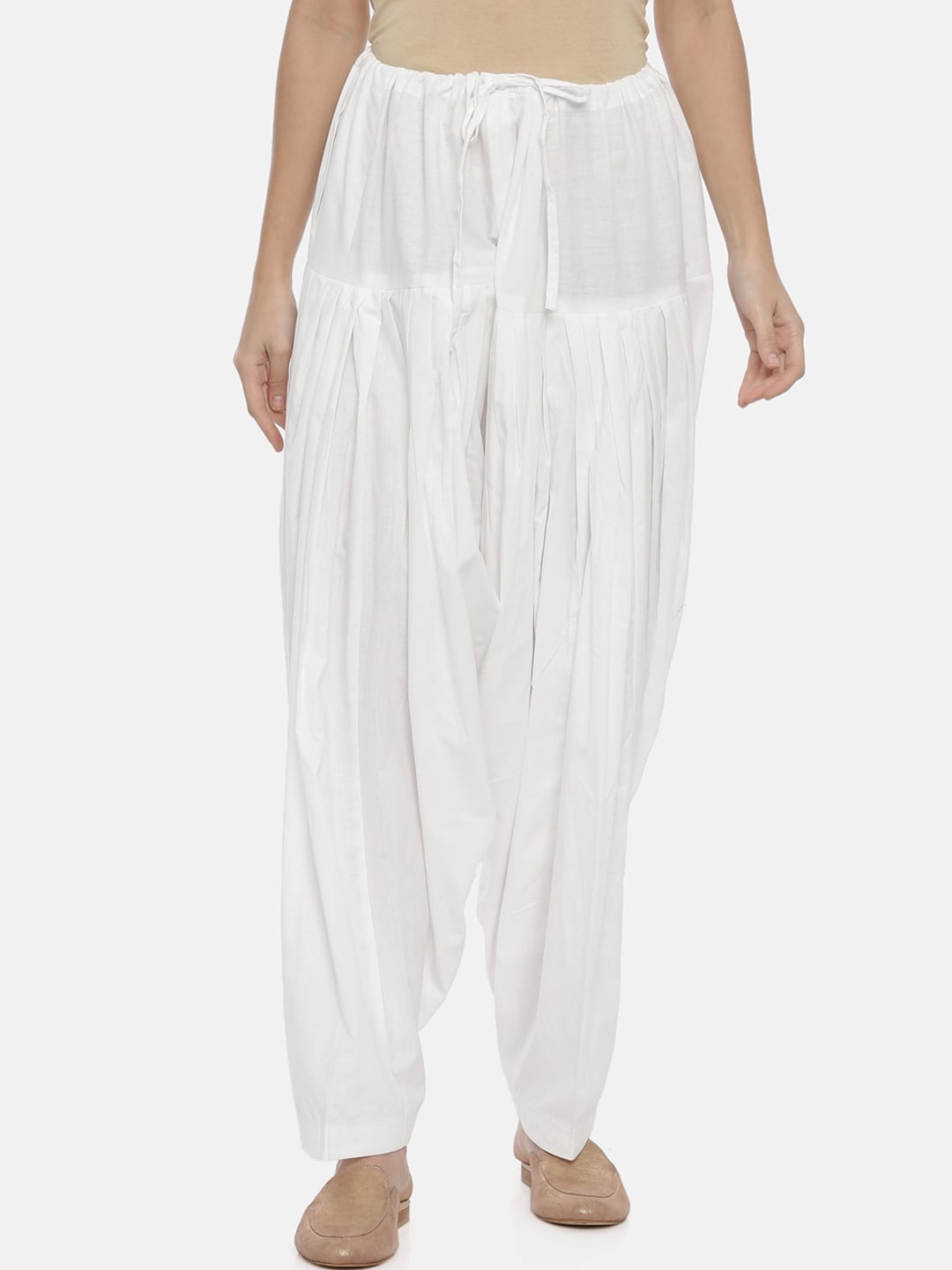Souchii White Solid Loose-Fit Patiala | Grocsy