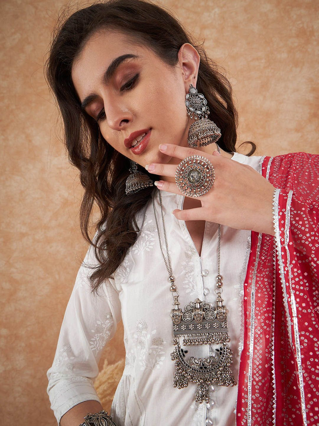 Sangria Floral Printed Pure Cotton A-Line Kurta With Trouser & Dupatta | Grocsy
