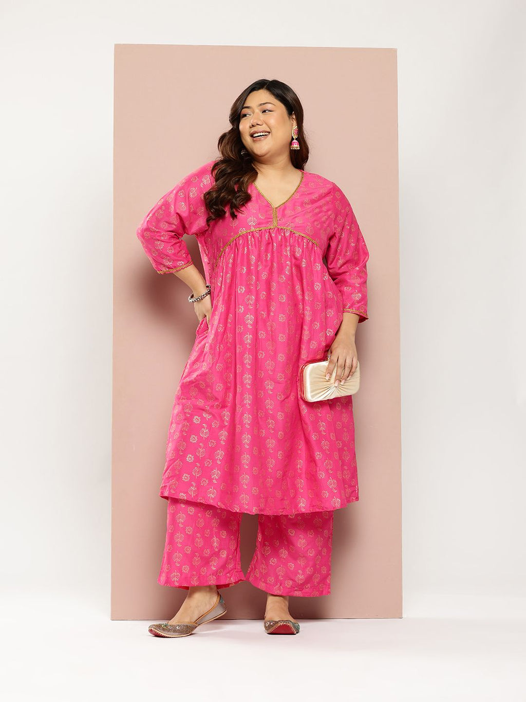 Sztori Women Ethnic Motifs Printed Regular Gotta Patti Kurta with Palazzos | Grocsy