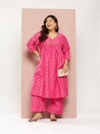 Sztori Women Ethnic Motifs Printed Regular Gotta Patti Kurta with Palazzos | Grocsy