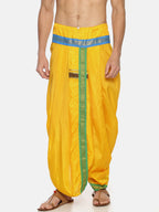 Sethukrishna Men Yellow Solid Double Layer Readymade Dhoti Pant | Grocsy
