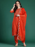 Indo Era Floral Embroidered Kurta with Trousers & With Dupatta | Grocsy
