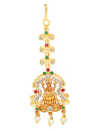 Yellow Chimes Women Gold-Polished White & Red Ad Studded Handcrafted Maang Tikka | Grocsy