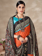 Aayaa Designer Winter Collection Printed Saree With Shawl - Multi Color | Grocsy