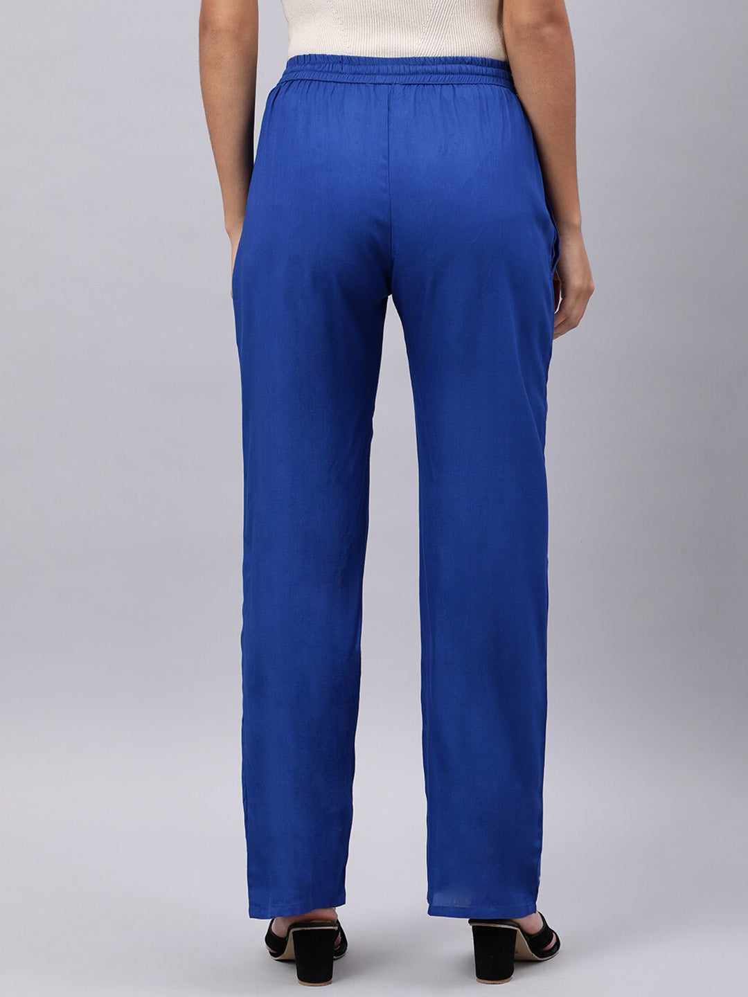 Souchii Women Blue Casual Drawstring Palazzos | Grocsy