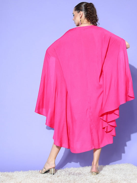 InWeave Fuchsia Rayon Cowel Style Kaftan | Grocsy
