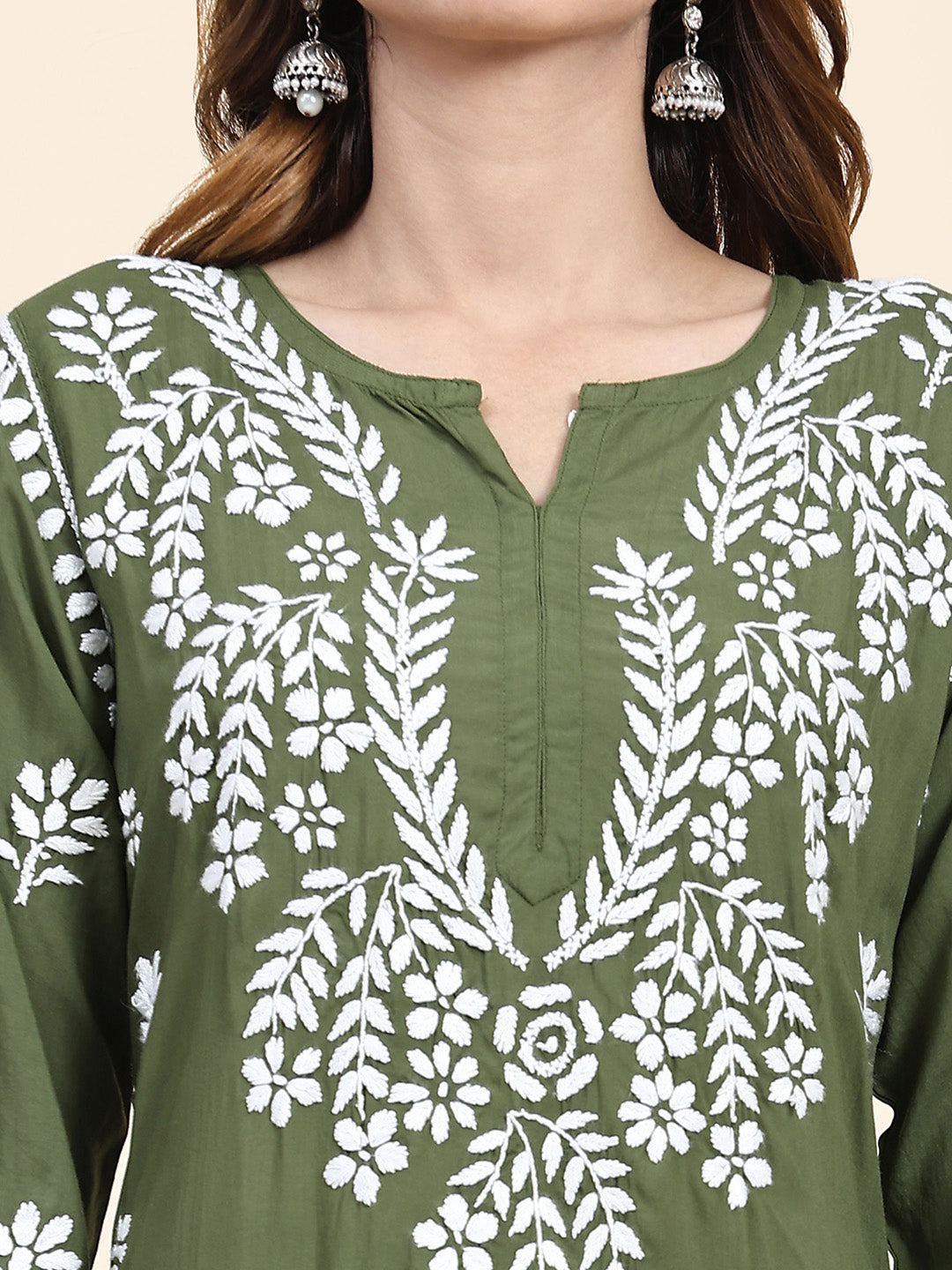 HOUSE OF KARI Floral Embroidered Thread Work Pure Cotton Kurta with Trousers | Grocsy