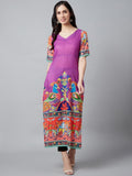 Aks Ethnic Motifs Printed V-Neck Kurta | Grocsy