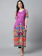Aks Ethnic Motifs Printed V-Neck Kurta | Grocsy