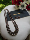 Inhanns Everyday Workwear Pearl Set (Double Layered Pearls) - Chocolate | Grocsy