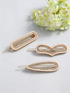 Panash Women Set of 3 Gold-Toned & White Pearls Embellished Bobby Pins | Grocsy