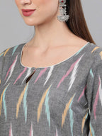 Aks Abstract Printed Pure Cotton Kurta with Palazzos & With Dupatta | Grocsy