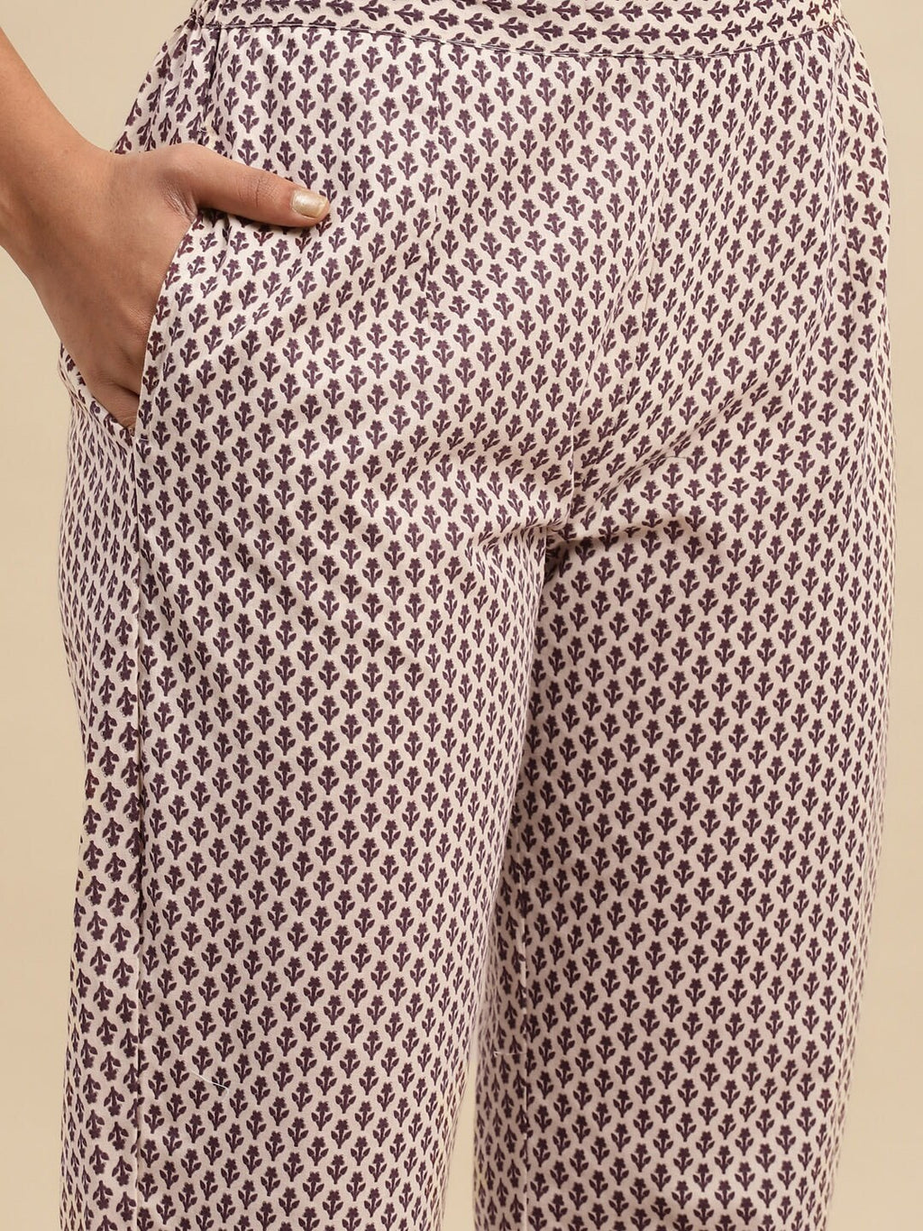 Sangria Maroon Floral Printed Pure Cotton Kurta With Trouser & Dupatta | Grocsy