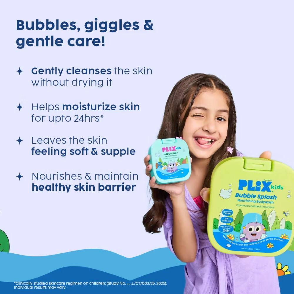 PLIX The Plant Fix Kids Happy Hair Gentle Shampoo & Bubble Splash Body Wash | Grocsy