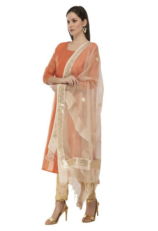 Mominos Fashion Moeza Orgenza Gotta Patti Light Golden Dupatta | Grocsy