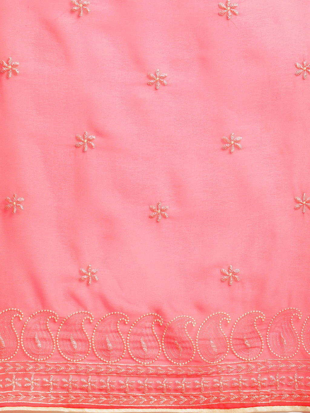 Sangria Pink Chikankari Embroidered Pure Georgette Saree | Grocsy