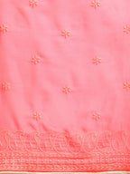 Sangria Pink Chikankari Embroidered Pure Georgette Saree | Grocsy