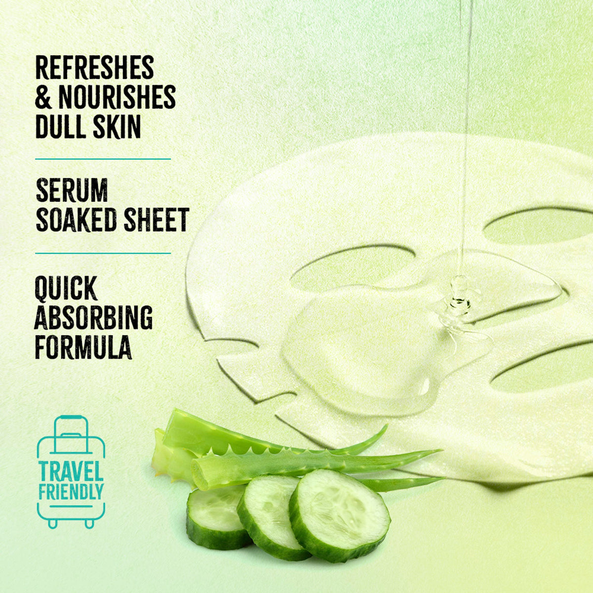 Nykaa Green Tea + Aloe Vera Sheet Mask For Hydrated Skin - Formulated in Korea - For All Skin Types - Cucumber & Aloe Vera | Grocsy