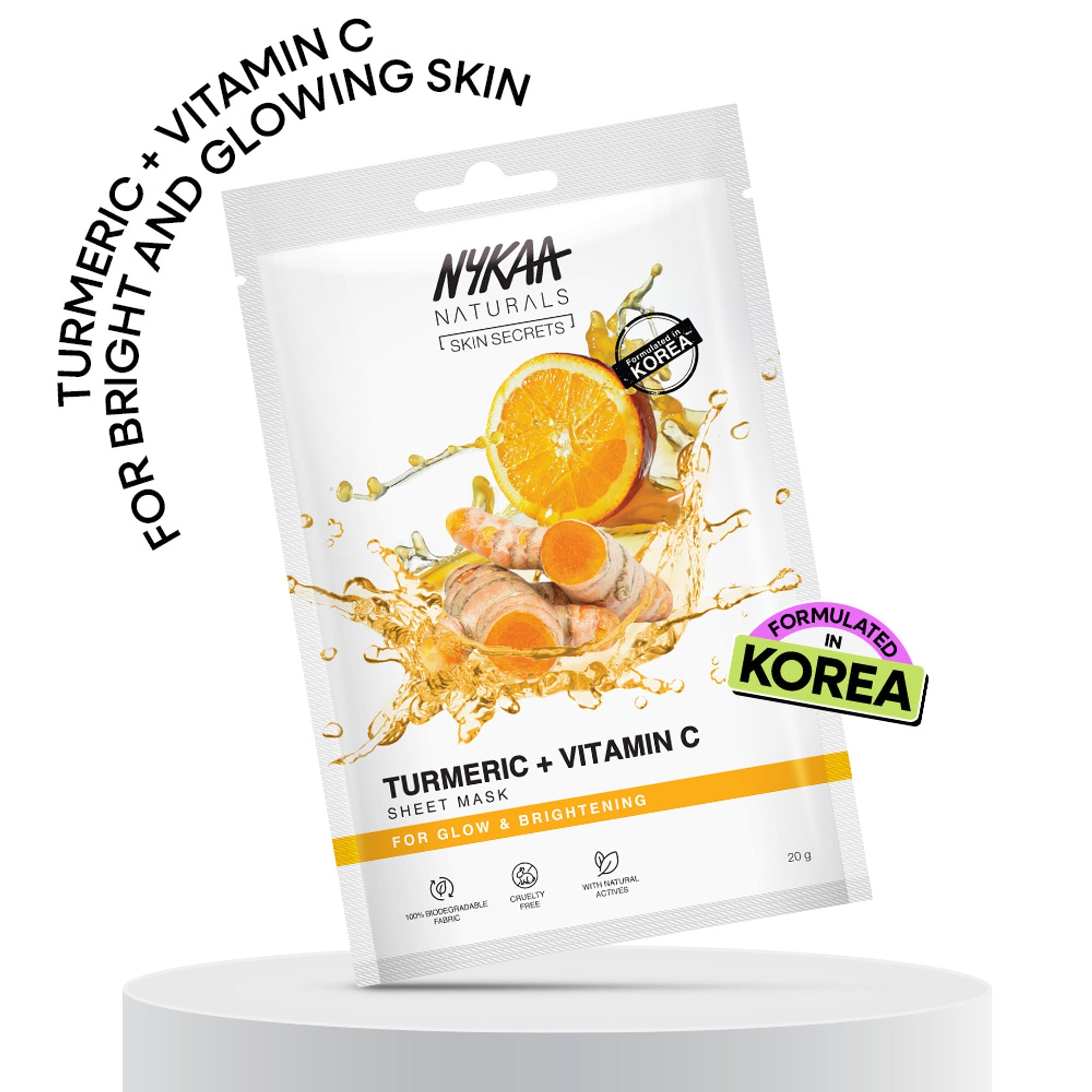 Nykaa Naturals Korean Sheet Mask With Turmeric & Vitamin C For Glow & Brightening | Grocsy