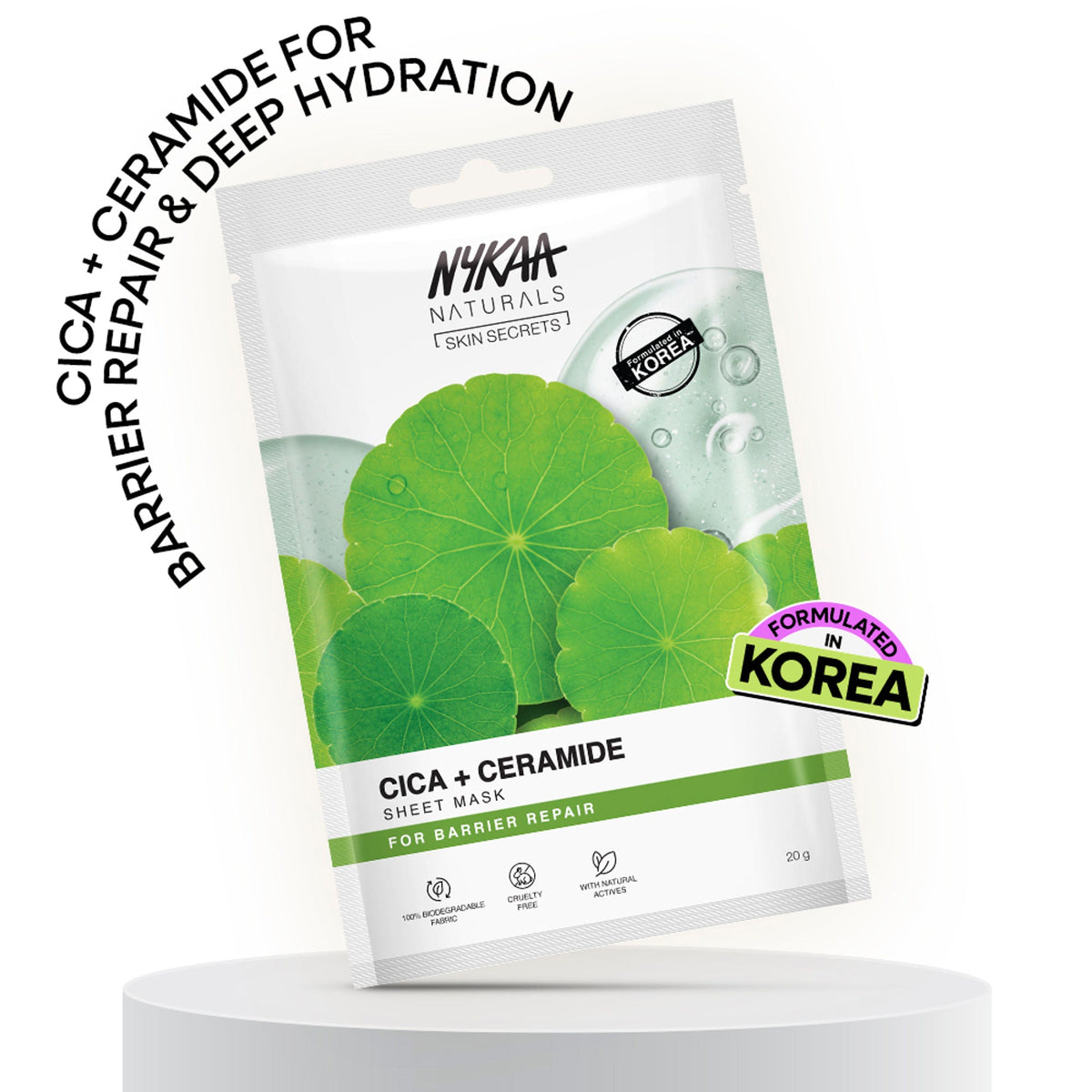 Nykaa Naturals Korean Sheet Mask With Cica & Ceramide For Barrier Repair & Deep Hydration Boost | Grocsy