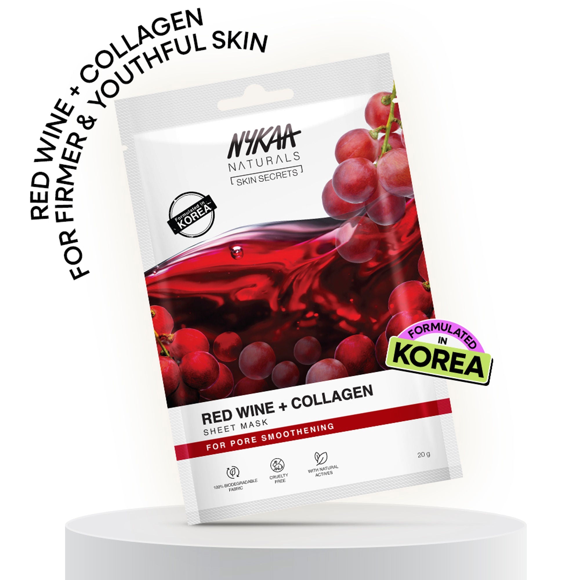 Nykaa Green Tea + Aloe Vera Sheet Mask For Hydrated Skin - Formulated in Korea - For All Skin Types - Red Wine And Collagen | Grocsy